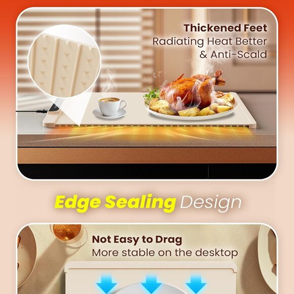 Electric Warming Tray with Adjustable Temperature Foldable Food Warmer(1 pack) - Picture 6 of 15